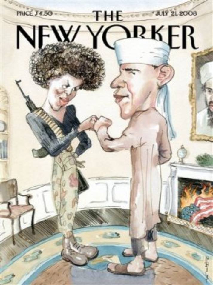 Caricature de Barack et Michelle Obama en une du New Yorker